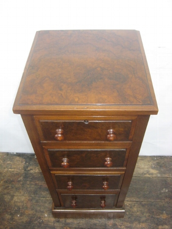 Antique Pair Victorian Burr Walnut Bedside Cabinets