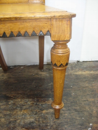 Antique Pair of Mid Victorian Arts and Crafts Oak Hall Chairs
