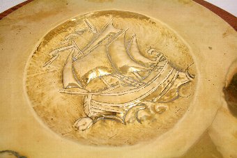Antique Arts & Crafts Brass Dish/Wall Plaque