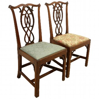 Pair of Georgian Chippendale Style Walnut Chairs