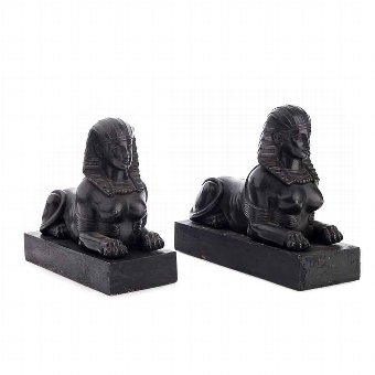 Pair of Grand Tour Metal Sphinxes