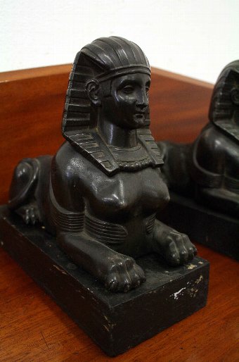 Antique Pair of Grand Tour Metal Sphinxes