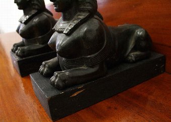 Antique Pair of Grand Tour Metal Sphinxes