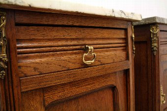 Antique Pair of Art Nouveau Oak Bedside Lockers