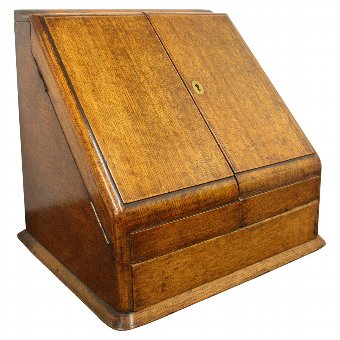Victorian Oak Stationery Box