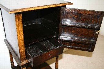 Antique Jacobean Style Oak Bedside Locker/Pipe Cabinet