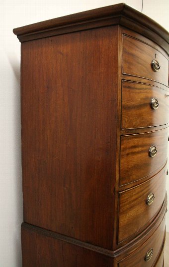 Antique George III Mahogany Bow Front Chest on Chest