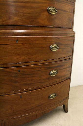 Antique George III Mahogany Bow Front Chest on Chest