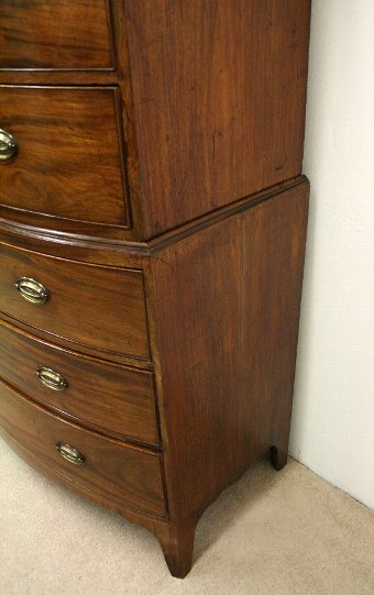 Antique George III Mahogany Bow Front Chest on Chest
