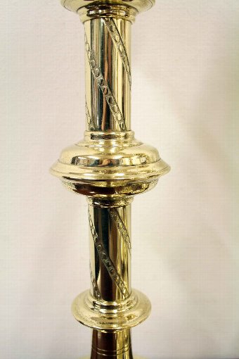 Antique Set of 6 Ecclesiastical Brass Candlesticks
