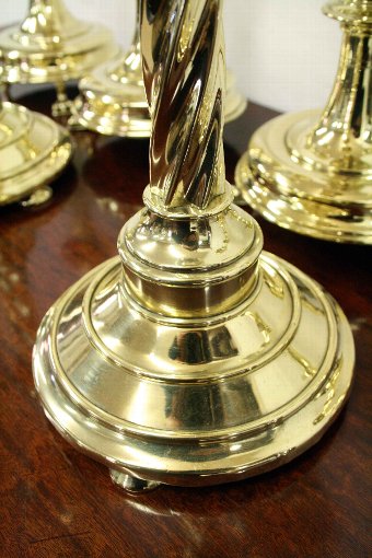 Antique Set of 6 Ecclesiastical Brass Candlesticks