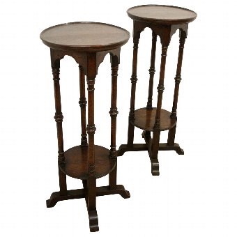 Pair of Tall Oak Planters/Stands