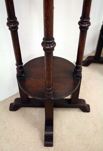 Antique Pair of Tall Oak Planters/Stands