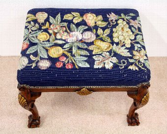 Antique George II Style Walnut Gilded Stool
