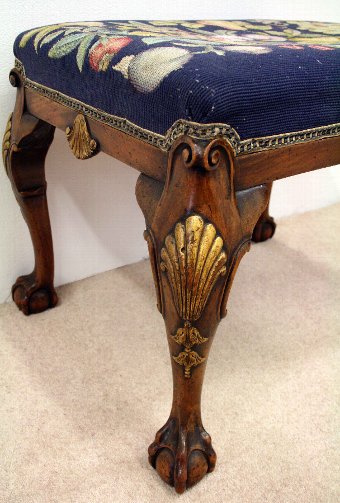 Antique George II Style Walnut Gilded Stool