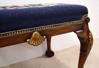 Antique George II Style Walnut Gilded Stool