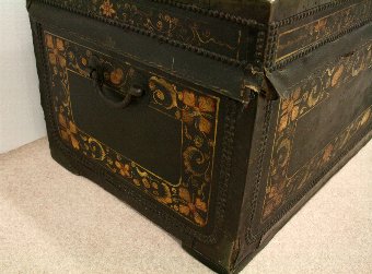 Antique George III Leather and Camphor Trunk