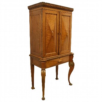 Late Victorian Birds Eye Maple Cabinet on Stand