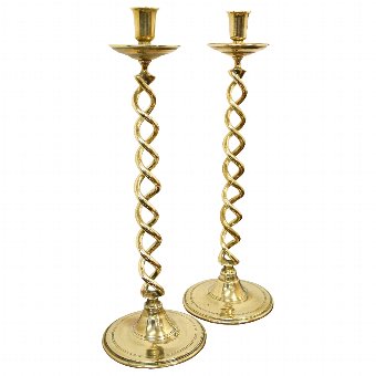 Pair of Late Victorian Brass Candlesticks