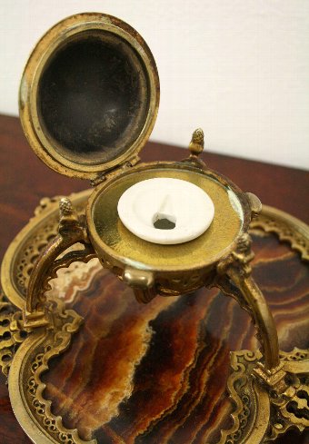 Antique Victorian Clover Shaped Inkwell