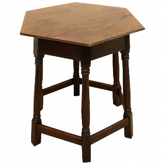 Arts & Crafts Oak Hexagonal Occasional Table