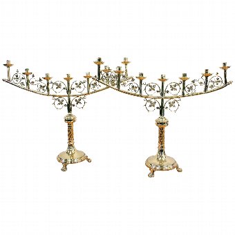 Pair of French Brass Candelabra
