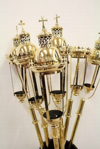 Antique Set of 6 Brass Processional Candle Holders