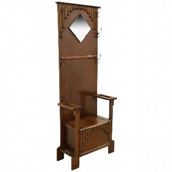 Art Deco Oak Hall Stand/Hall Bench