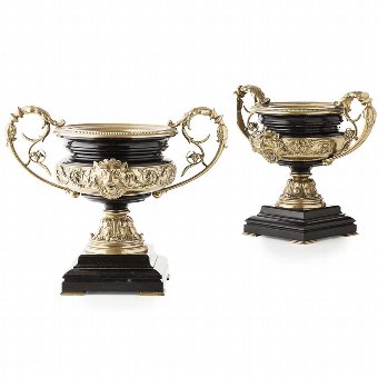 Pair of French Gilt Bronze Urns