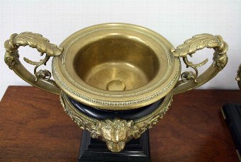 Antique Pair of French Gilt Bronze Urns