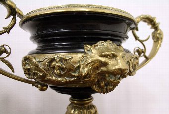 Antique Pair of French Gilt Bronze Urns