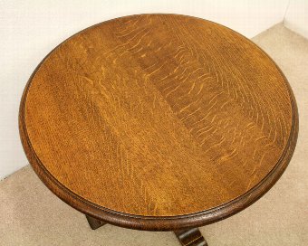 Antique Edwardian Oak Circular Occasional Table