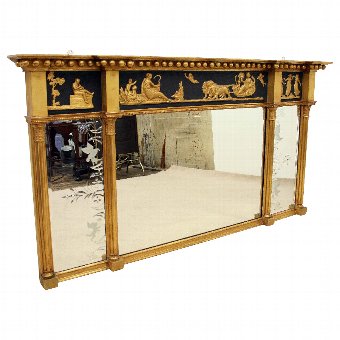 Regency Style Triptych Gilt Overmantel Mirror
