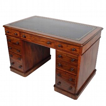 Mid Victorian Mahogany Pedestal Desk