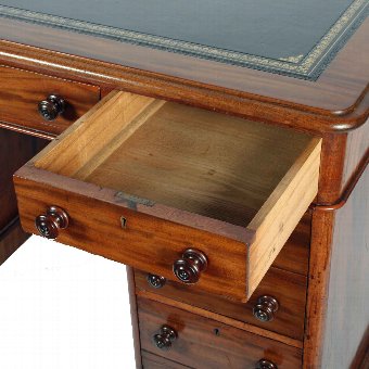Antique Mid Victorian Mahogany Pedestal Desk