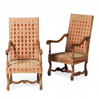 Pair of French Walnut Low Armchairs