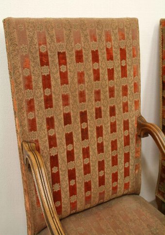 Antique Pair of French Walnut Low Armchairs