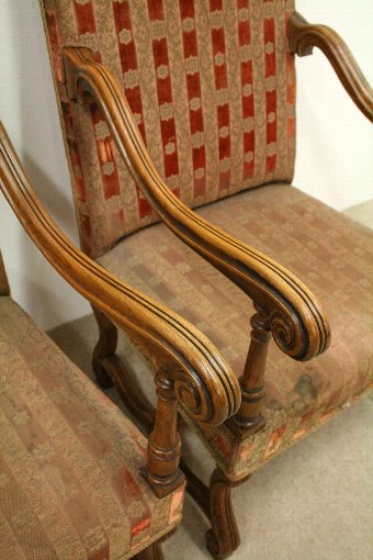 Antique Pair of French Walnut Low Armchairs