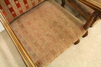 Antique Pair of French Walnut Low Armchairs