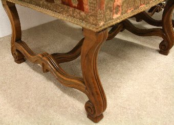 Antique Pair of French Walnut Low Armchairs