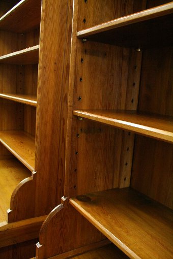 Antique Pair of Gothic Revival Pitch Pine Open Bookcases