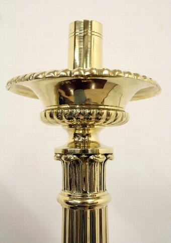 Antique Large Pair of Ecclesiastical Brass Candlesticks