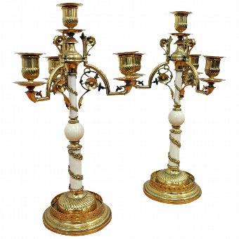 Pair of Victorian Gilt and Ivory Candelabra