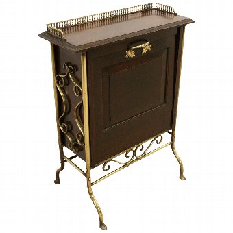 Art Nouvean Mahogany and Brass Magazine Rack