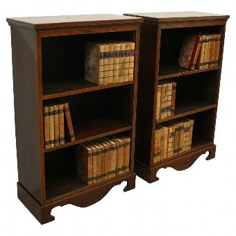 Pair of Sheraton Style Mahogany Open Bookcases