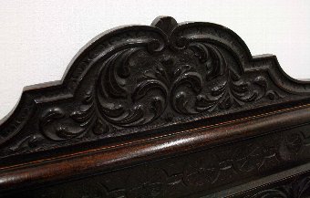 Antique Flemish Carved Oak Monks Bench