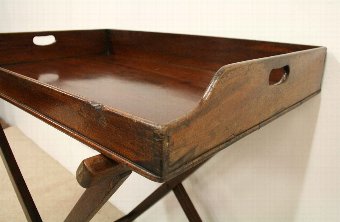 Antique Early Victorian Mahogany Butlers Tray and Stand