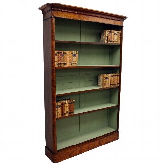 Victorian Figured Walnut Open Bookcase
