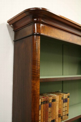 Antique Victorian Figured Walnut Open Bookcase
