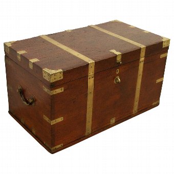 Victorian Teak Ships Trunk